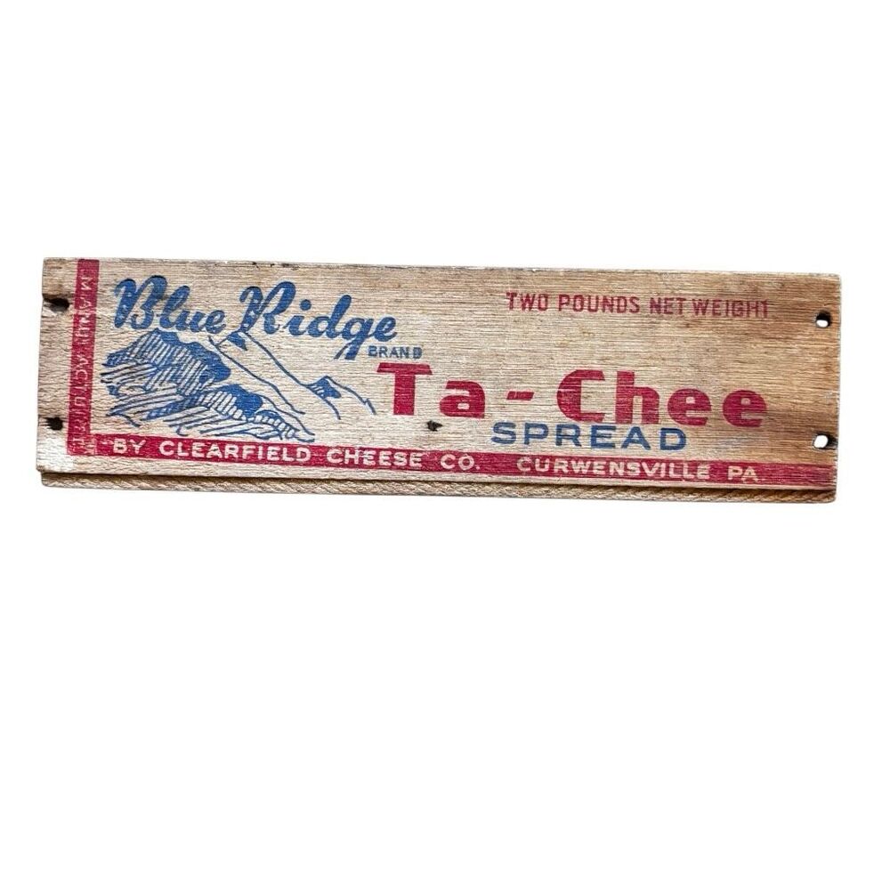 VTG Clearfield Cheese Co Wooden Box Curwensville PA Blue Ridge Ta-Chee Crate